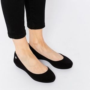 Mel Ultragirl Flocked Black Peeptoe Flat